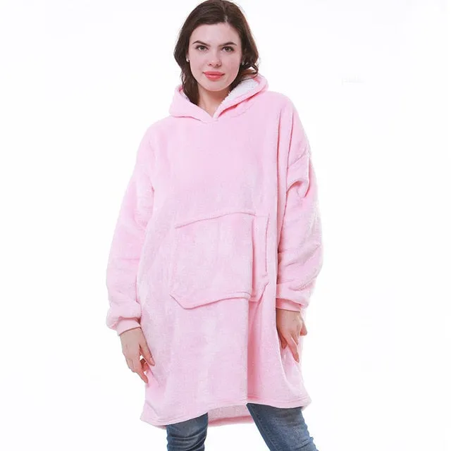 Oversized Hoodies Sweatshirt Women Winter Hoodies Fleece Giant TV Blanket With Sleeves Pullover Oversize Women Hoody Sweatshirts