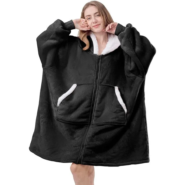 Oversized Hoodies Sweatshirt Women Winter Hoodies Fleece Giant TV Blanket With Sleeves Pullover Oversize Women Hoody Sweatshirts