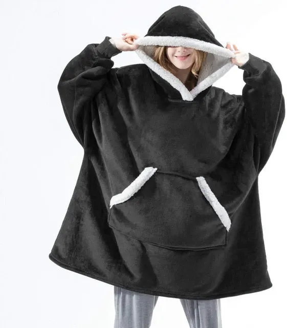 Oversized Hoodies Sweatshirt Women Winter Hoodies Fleece Giant TV Blanket With Sleeves Pullover Oversize Women Hoody Sweatshirts