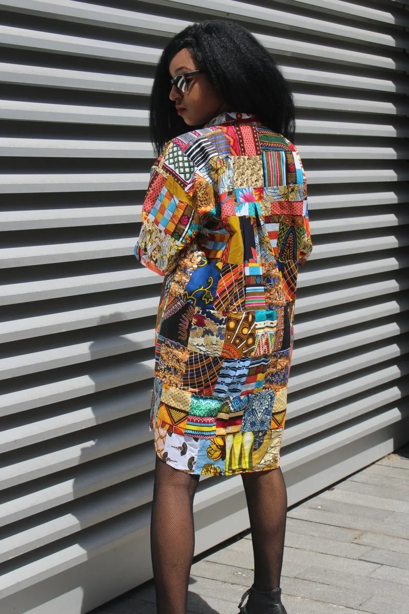 Patchwork Oversized Shirt Dress - Festival Dress