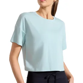 Pima Cotton Cropped Boyfriend Tee - Blue Haze