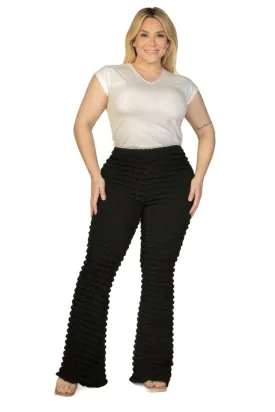 Plus Size Bubble Fabric Flare Pants