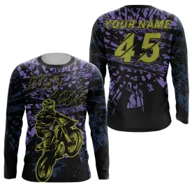 Purple Personalized Dirt Bike Jersey UV Protective Off-Road Just Ride Motorcycle 3D Long Sleeve Shirt