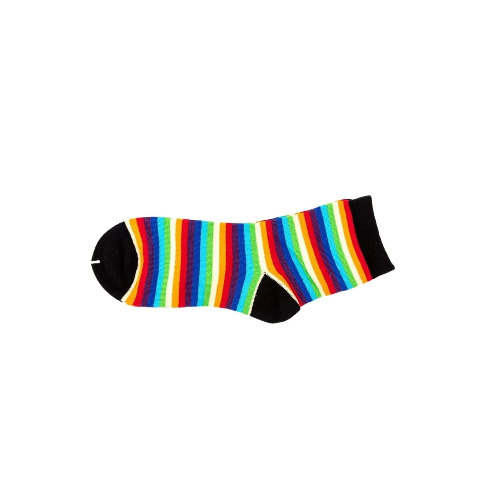 Rainbow Striped Crew Cotton Socks Set for Women & Unisex - 4 Pairs