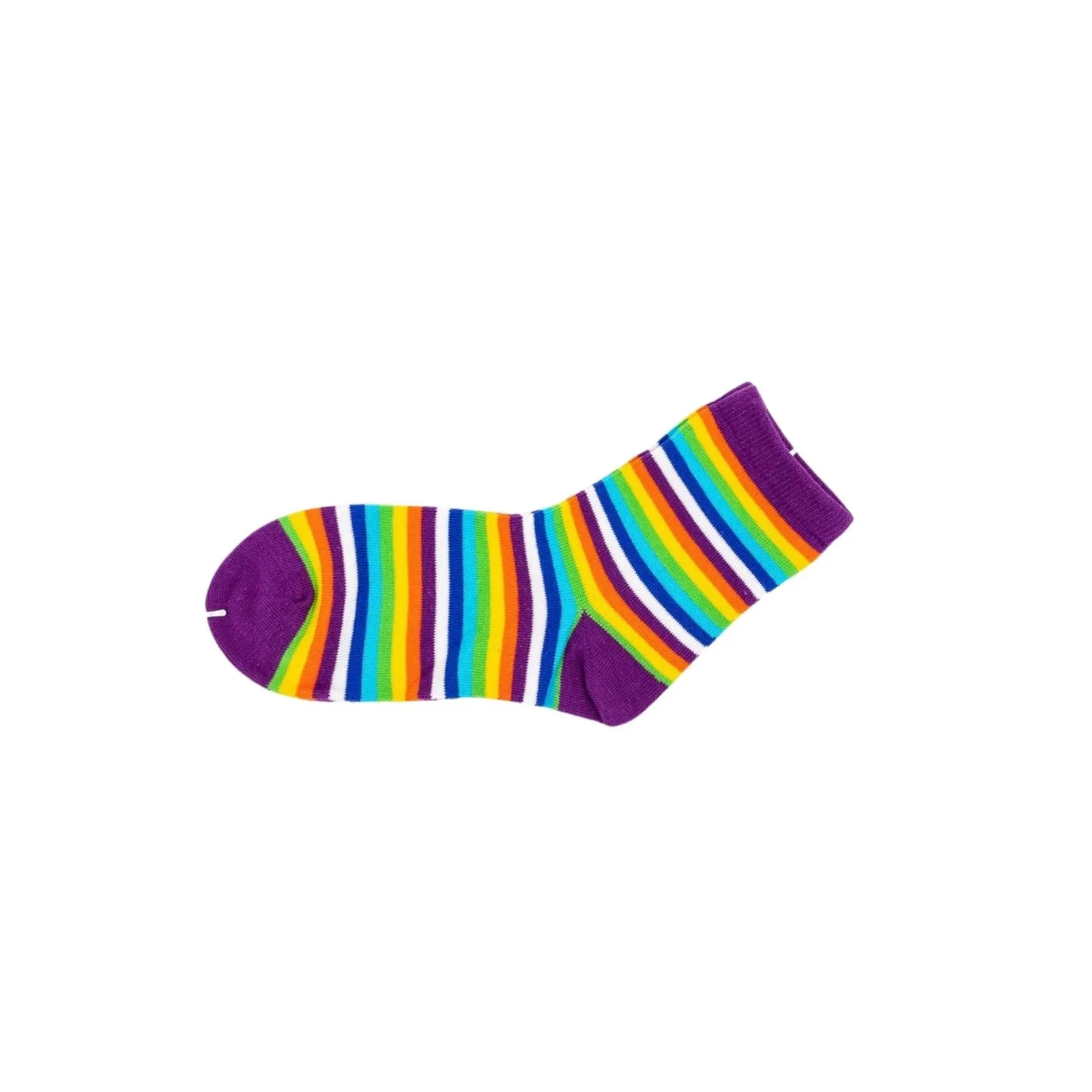 Rainbow Striped Crew Cotton Socks Set for Women & Unisex - 4 Pairs