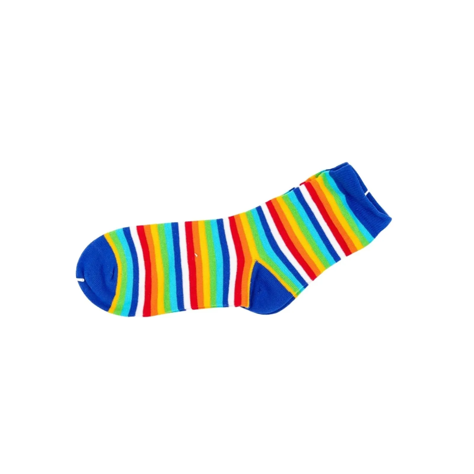 Rainbow Striped Crew Cotton Socks Set for Women & Unisex - 4 Pairs