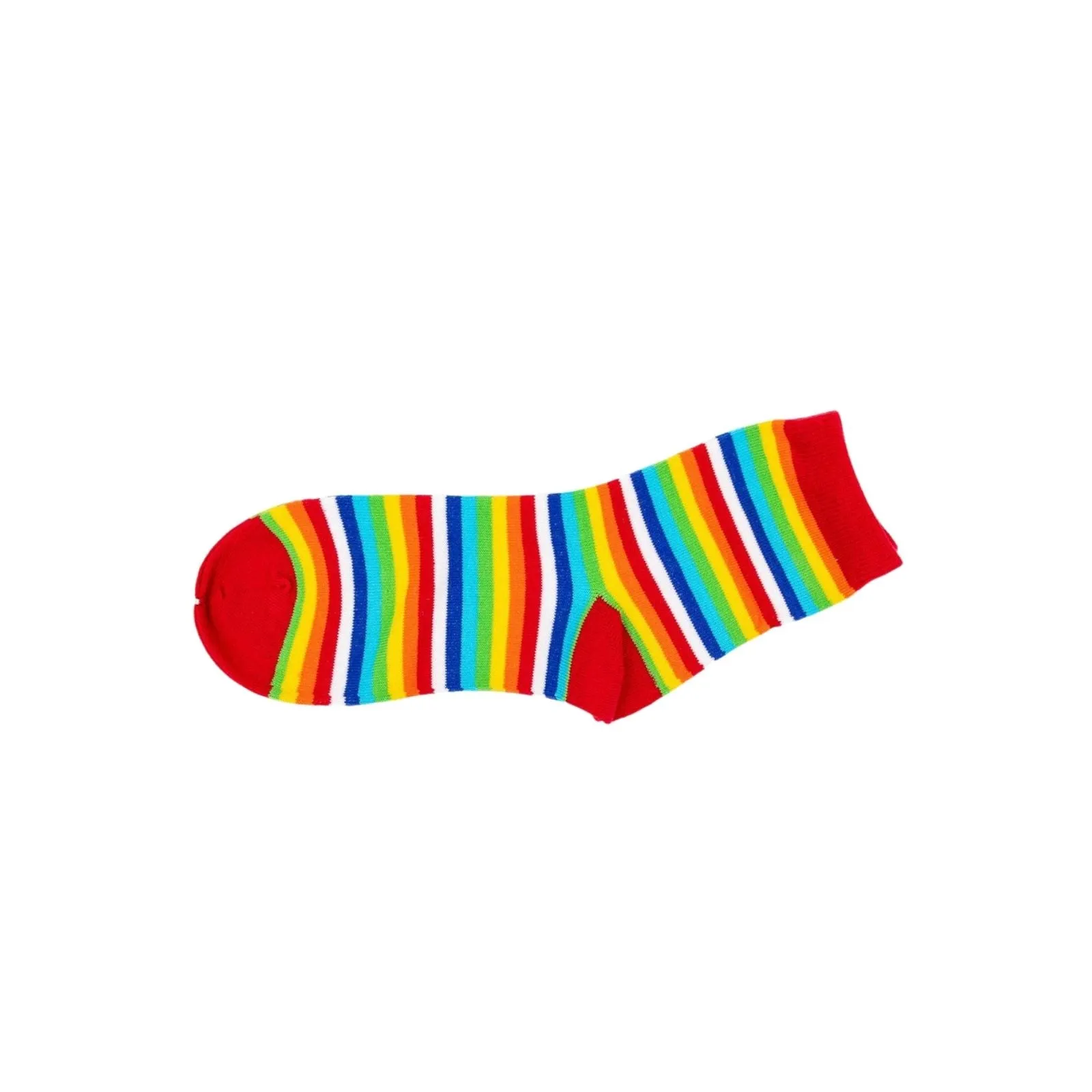 Rainbow Striped Crew Cotton Socks Set for Women & Unisex - 4 Pairs