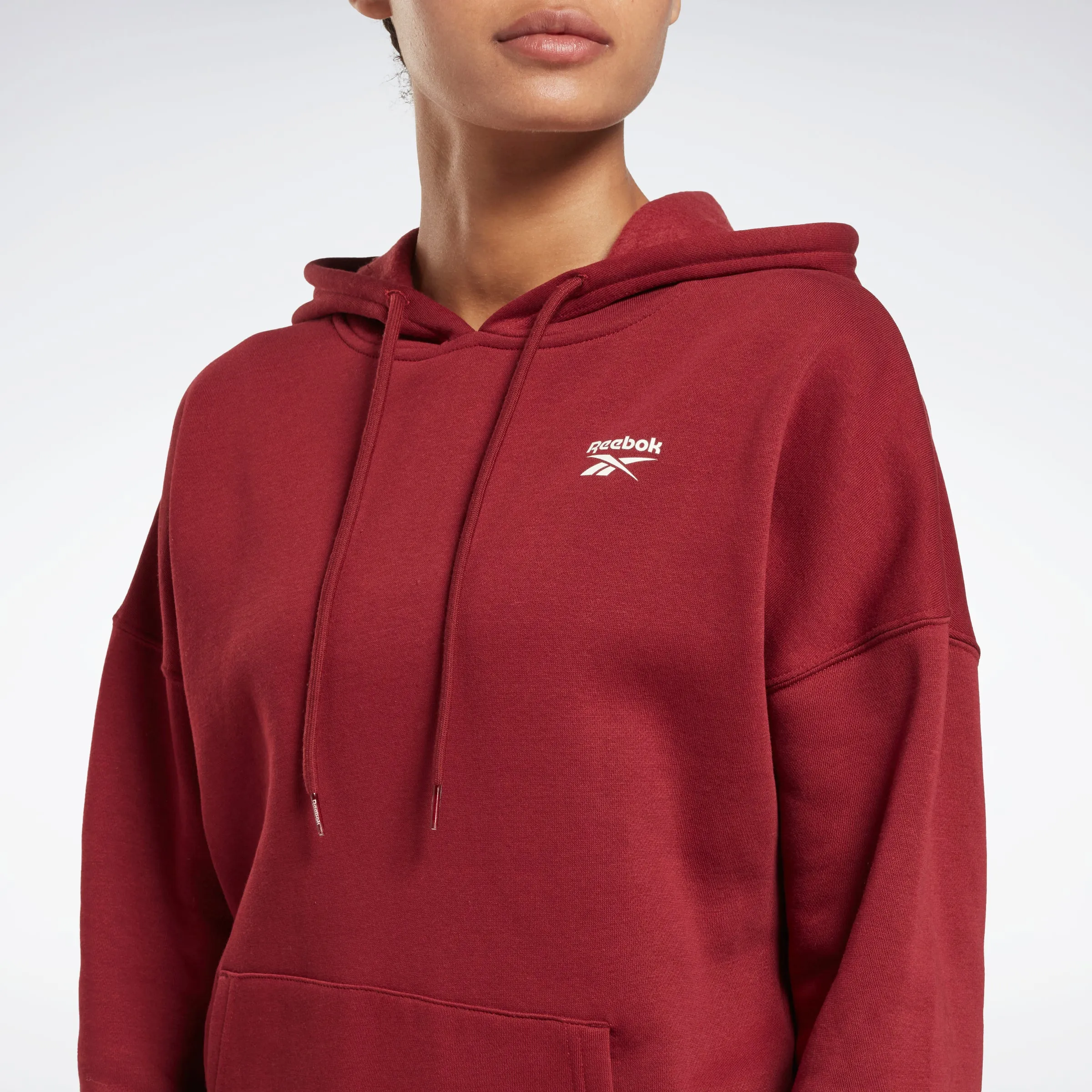 Reebok Apparel Women Reebok Identity Fleece Hoodie Classic Burgundy