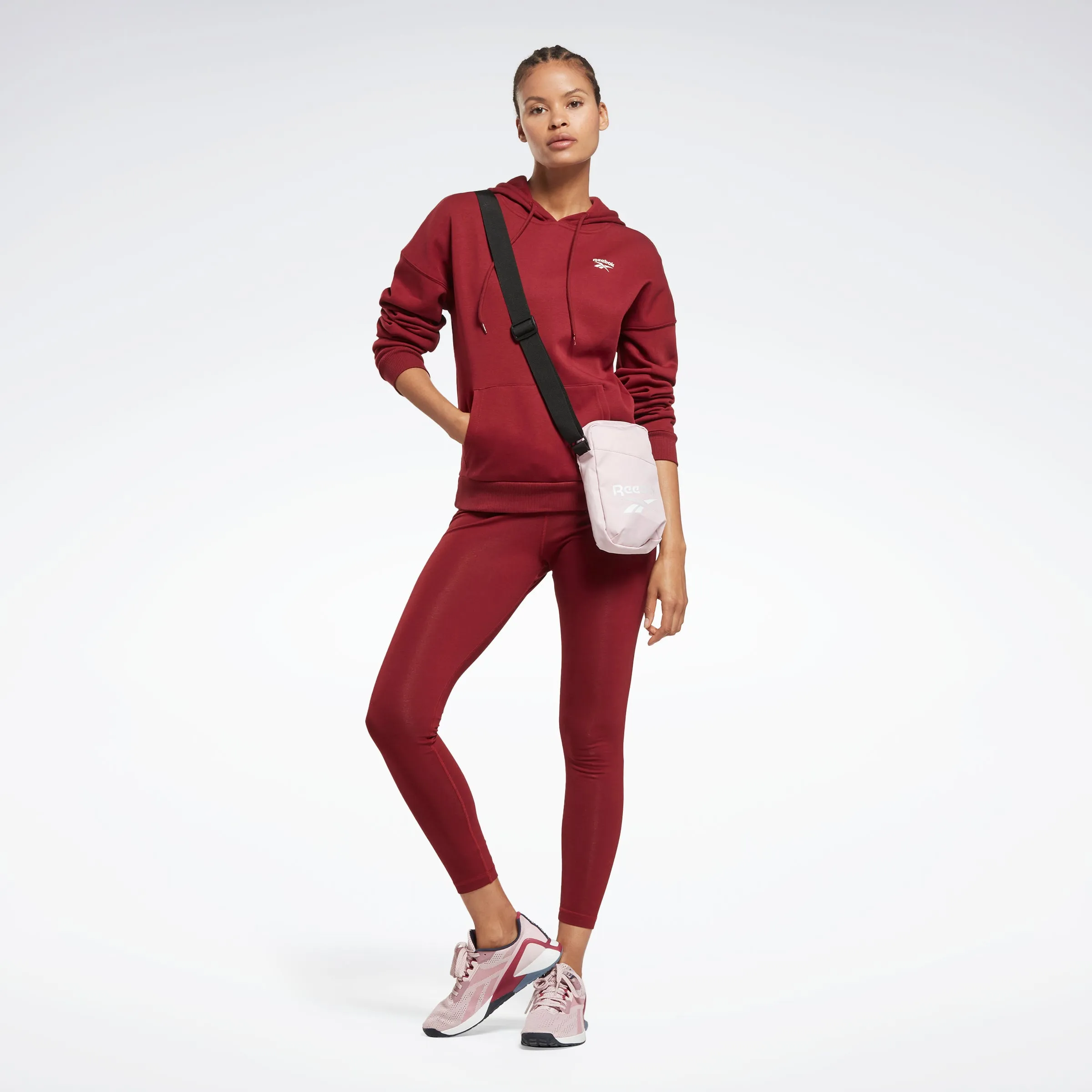 Reebok Apparel Women Reebok Identity Fleece Hoodie Classic Burgundy