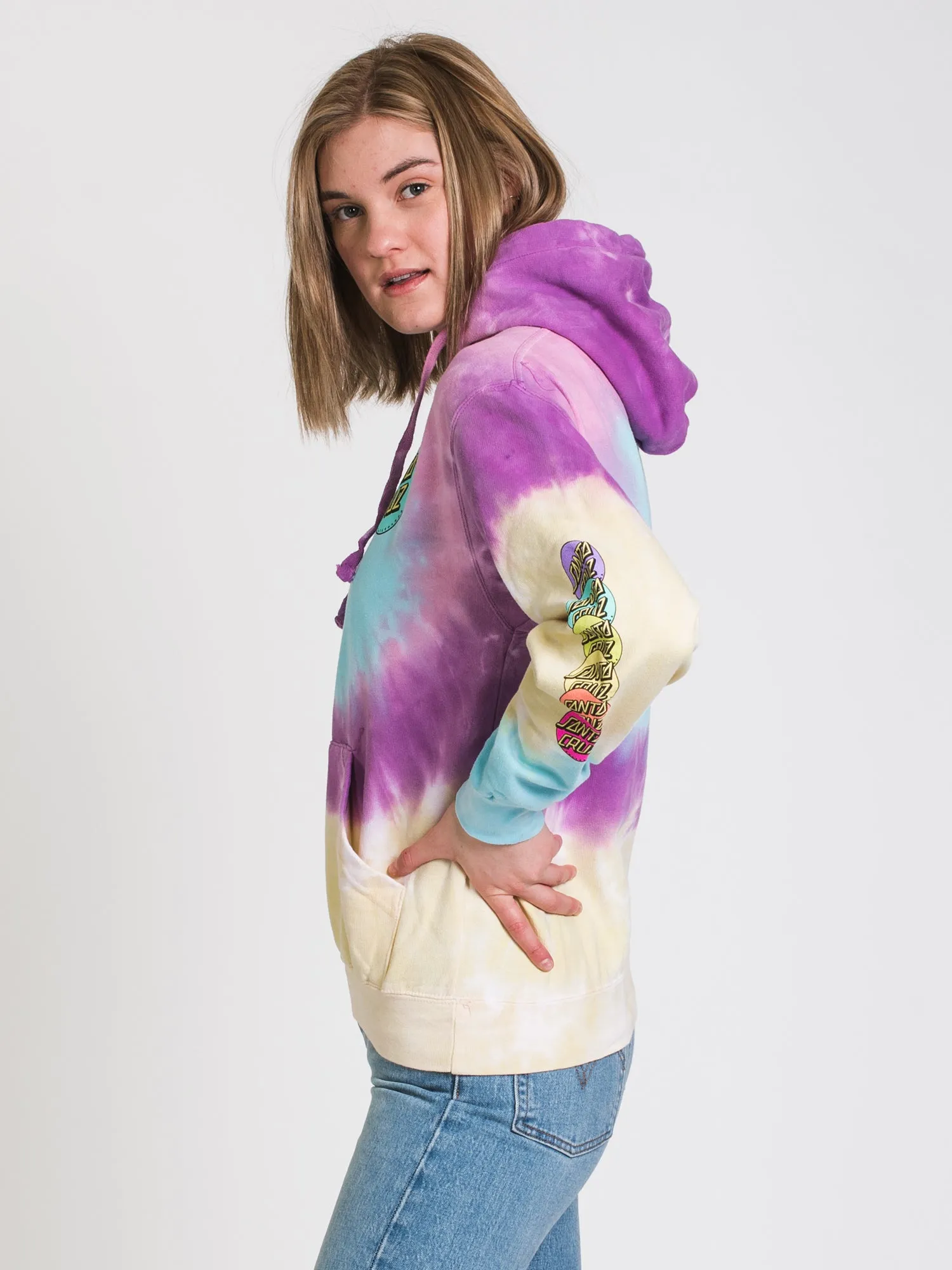 SANTA CRUZ RAINBOW DOT TIE DYE PULLOVER HOODIE - CLEARANCE