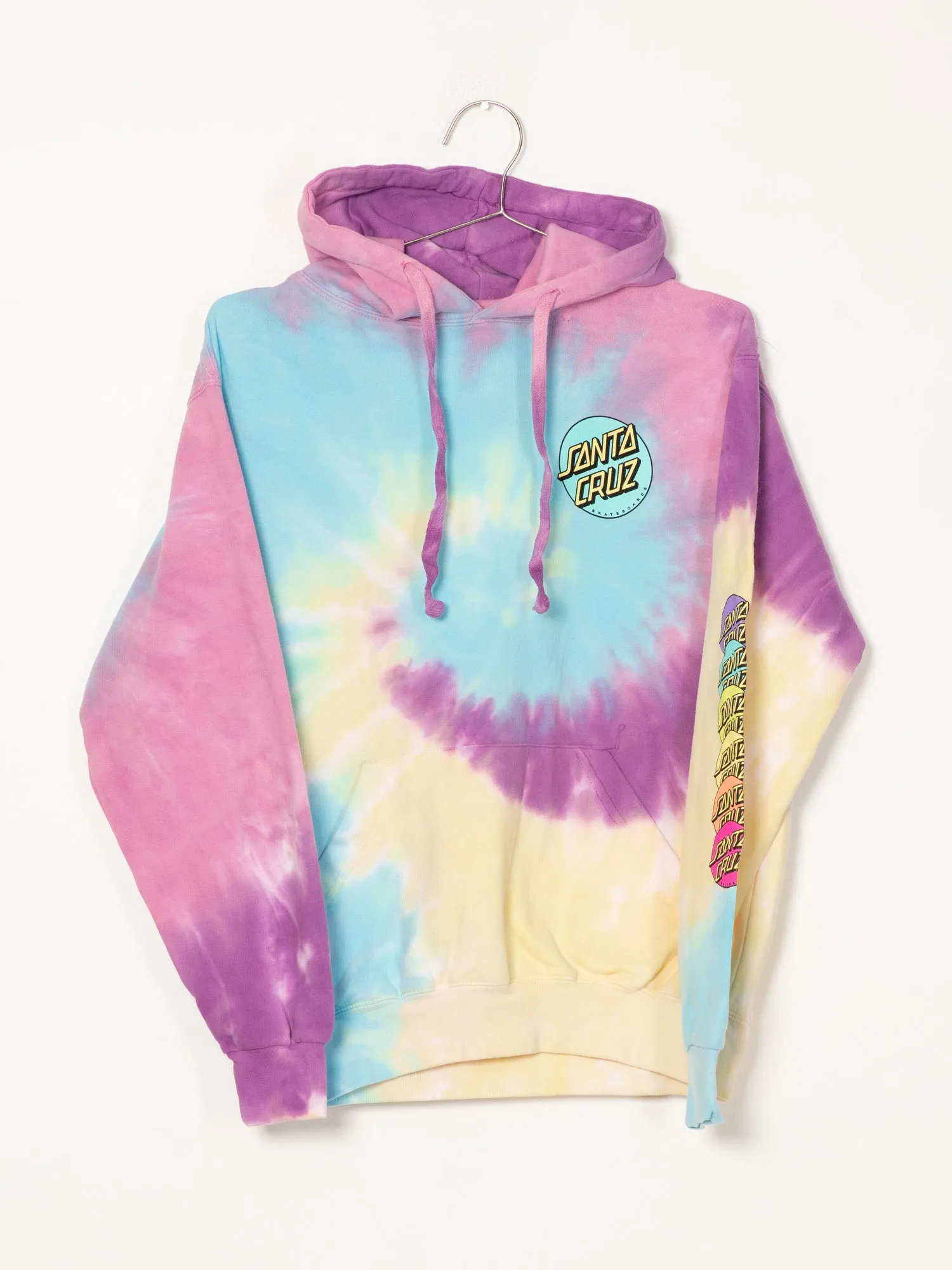 SANTA CRUZ RAINBOW DOT TIE DYE PULLOVER HOODIE - CLEARANCE