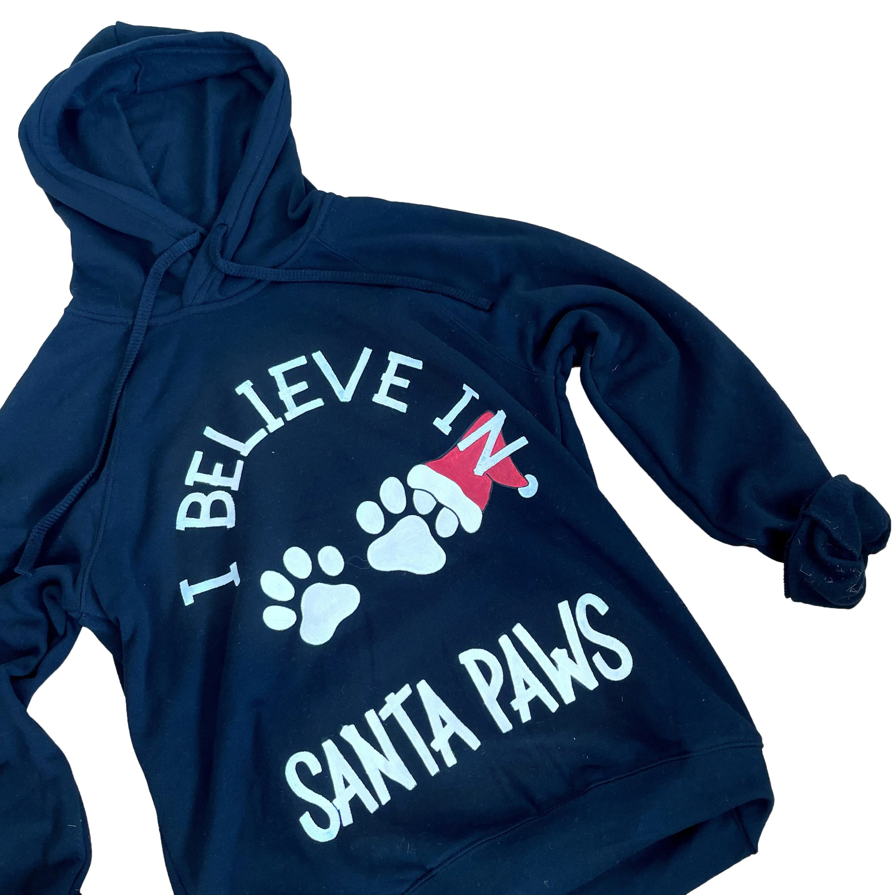 'SANTA PAWS' PAINTED HOODIE