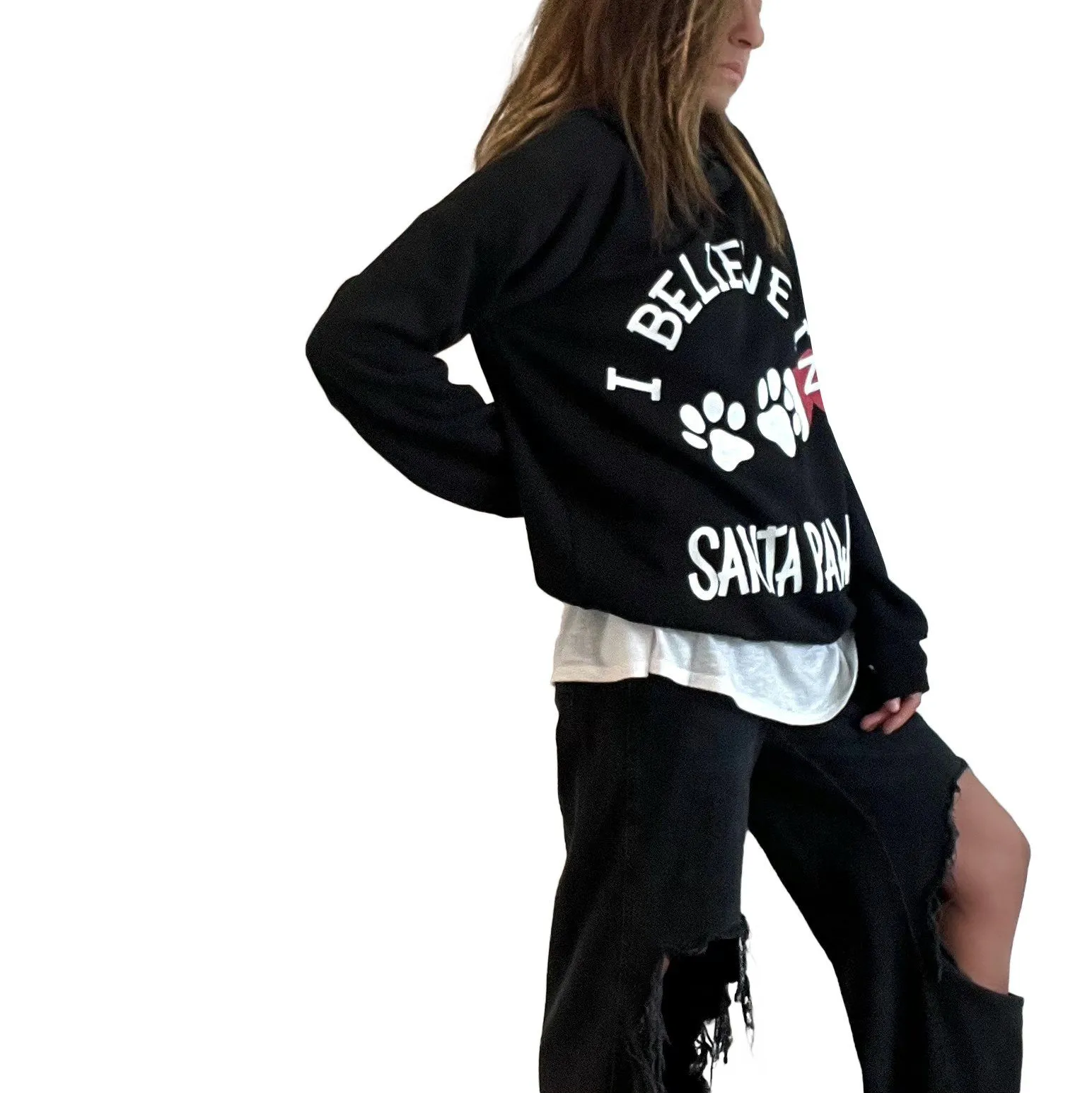 'SANTA PAWS' PAINTED HOODIE