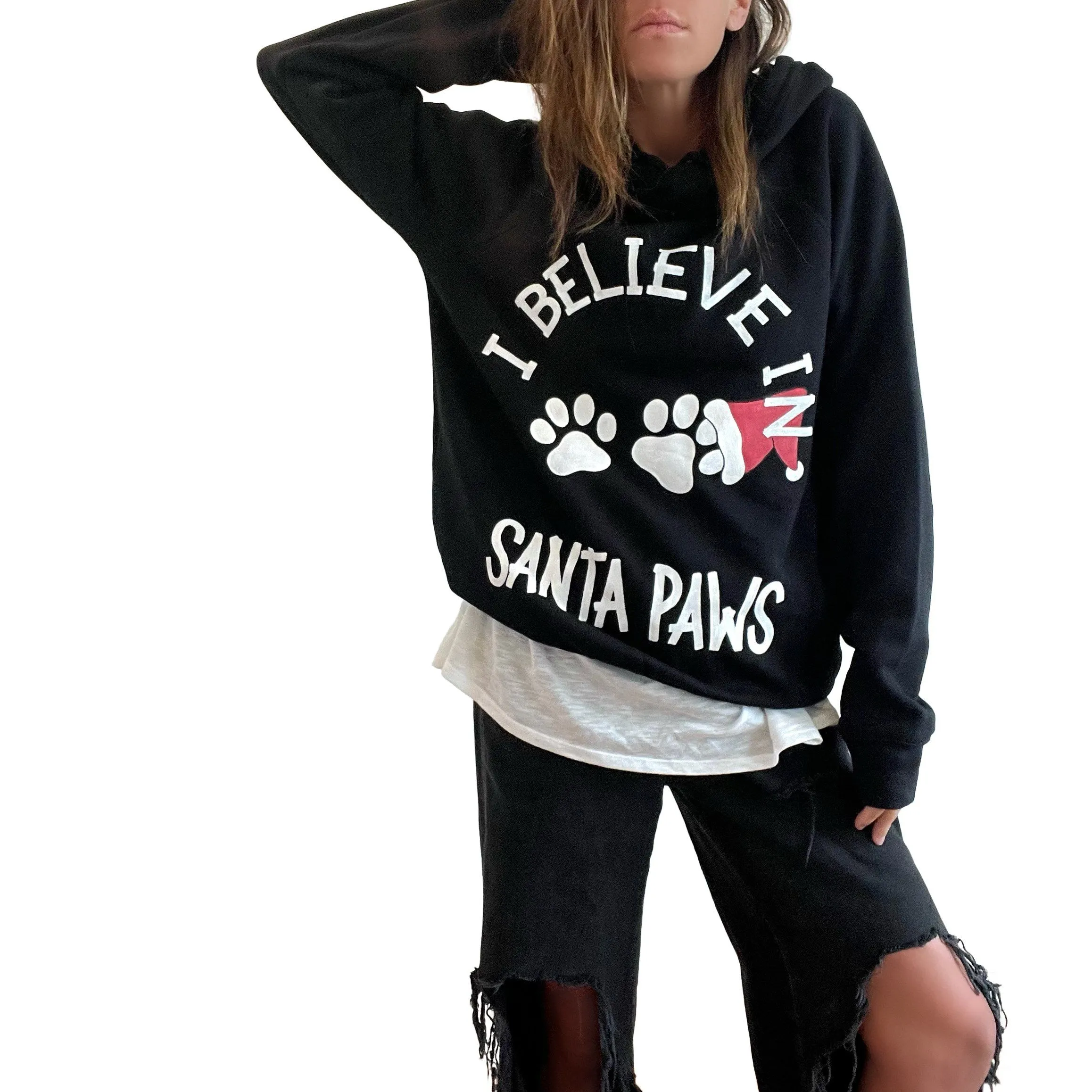 'SANTA PAWS' PAINTED HOODIE