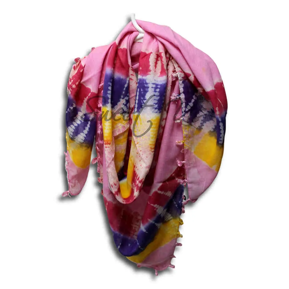 Scarf for Women Sheer Soft Cotton Tie Dye Red Green Blue Yellow Purple Bandana