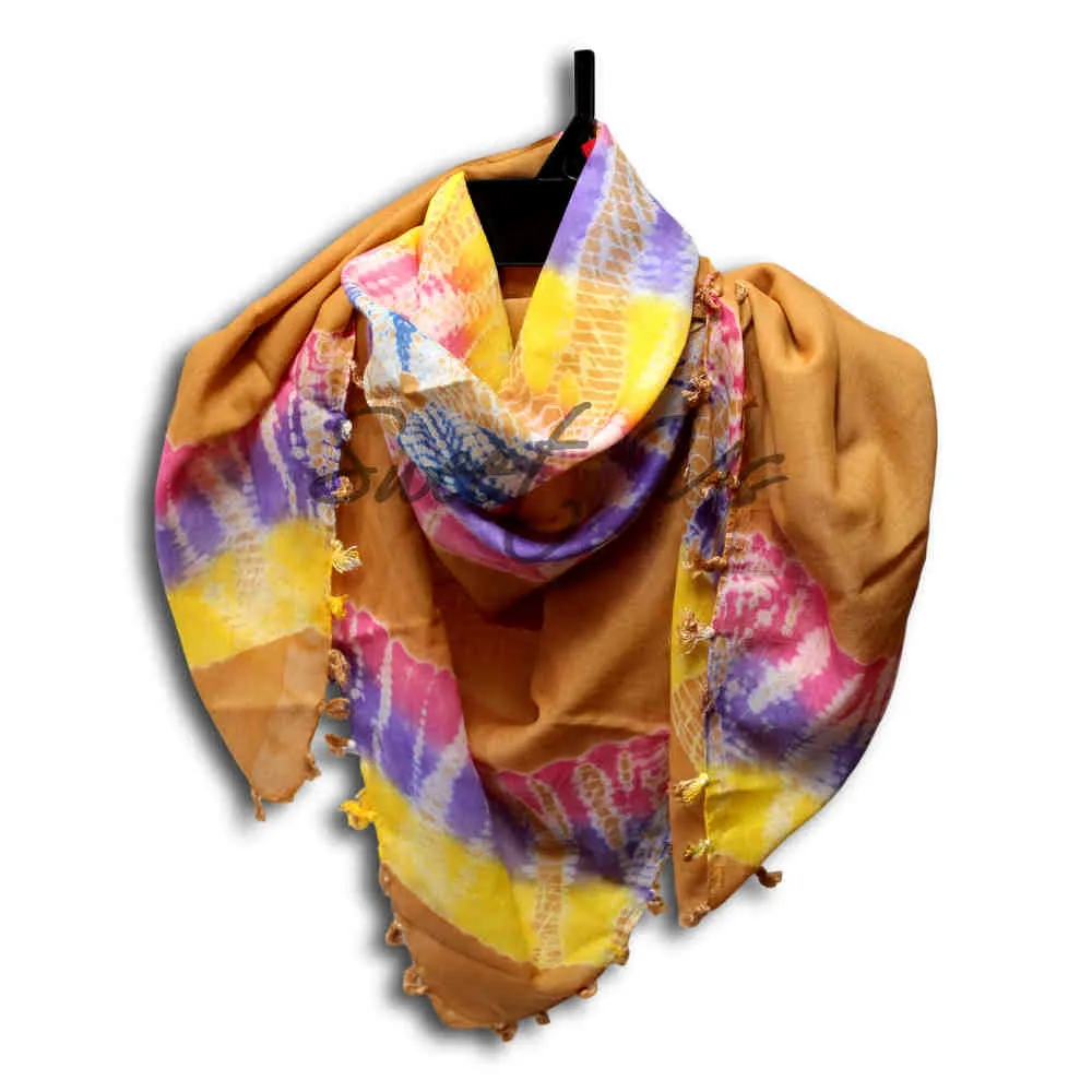 Scarf for Women Sheer Soft Cotton Tie Dye Red Green Blue Yellow Purple Bandana