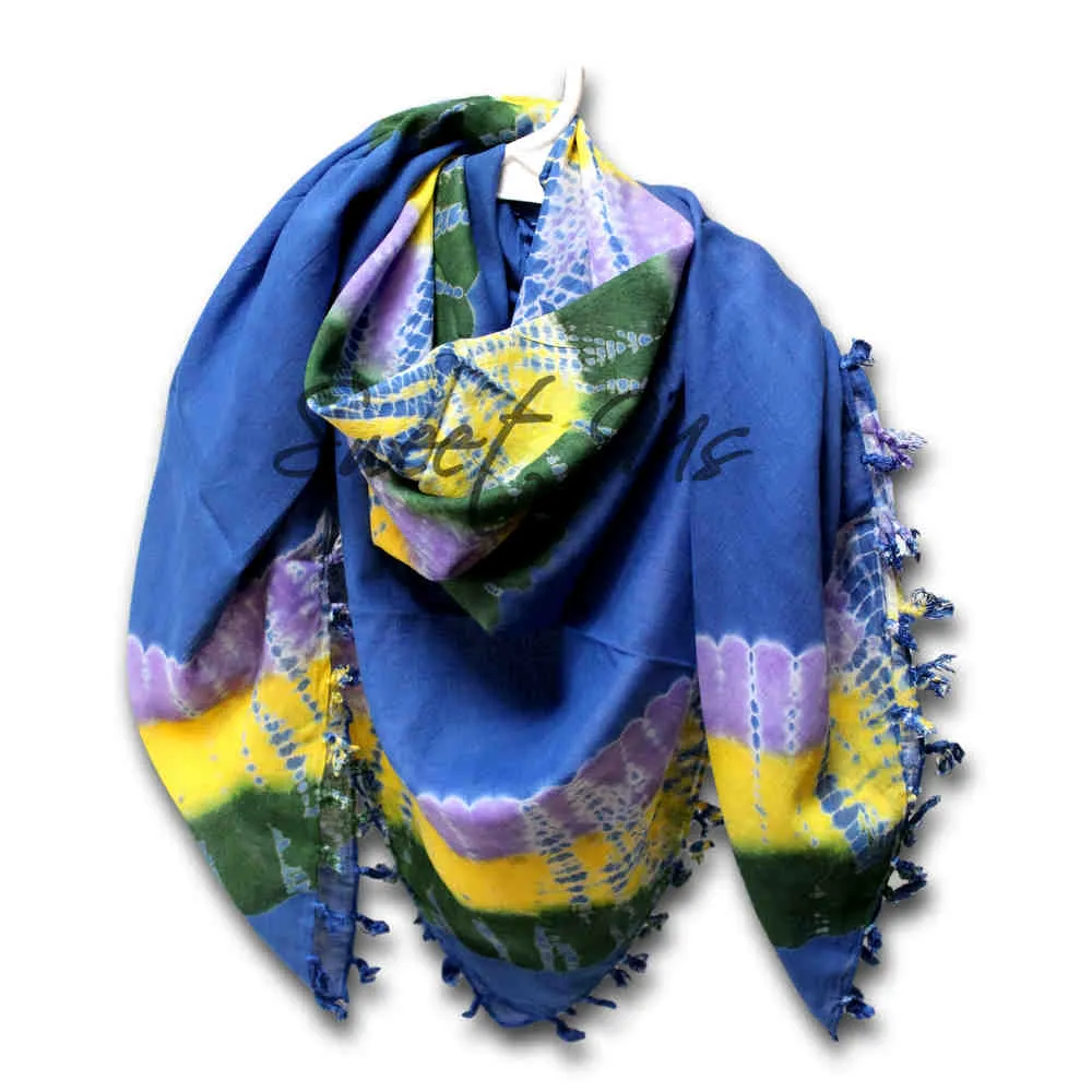 Scarf for Women Sheer Soft Cotton Tie Dye Red Green Blue Yellow Purple Bandana