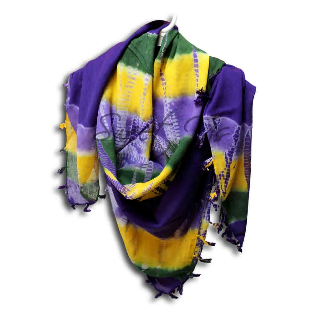 Scarf for Women Sheer Soft Cotton Tie Dye Red Green Blue Yellow Purple Bandana