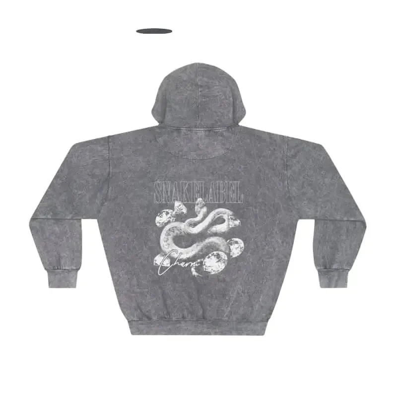 Snake Unisex Mineral Wash Hoodie: Premium Cotton Blend, Distinctive Pattern