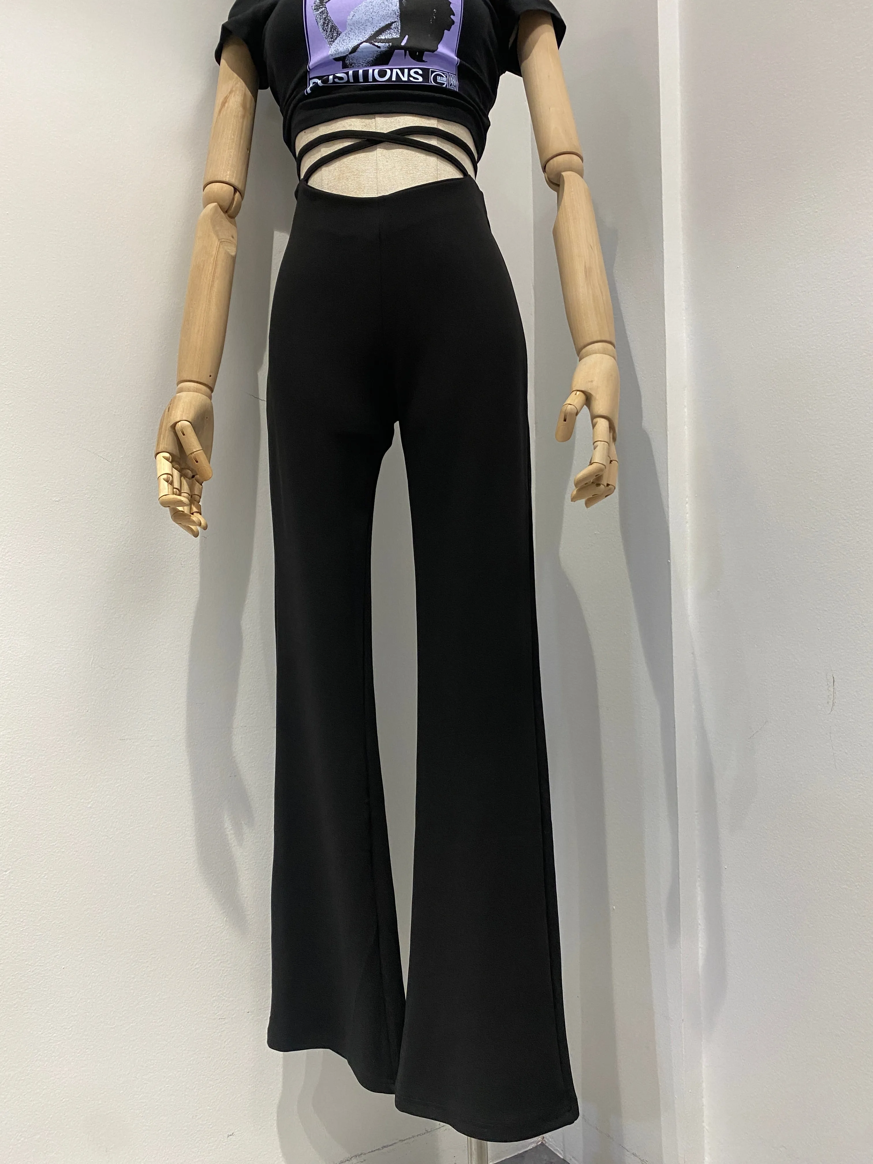 Strappy Waist Flare Pants