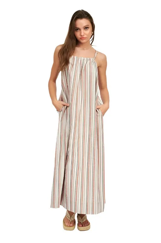 Striped Maxi Dress With Pockets