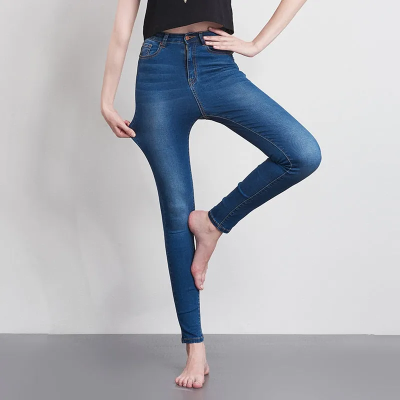 Stylish Comfort: Women's High Waist Slim Fit Denim Pants