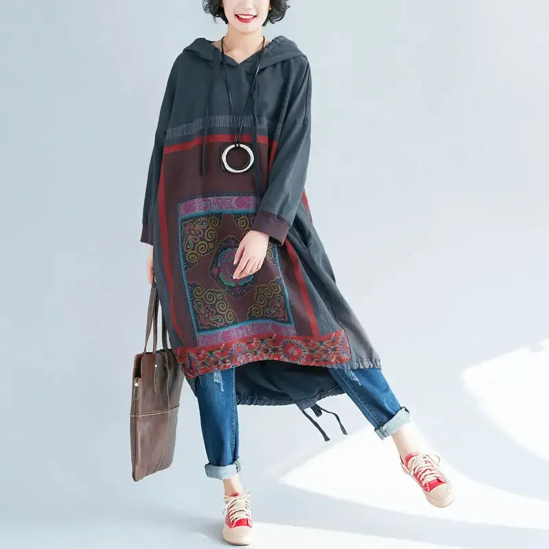 Stylish Hooded Sweatshirt Dress for Plus Size Women