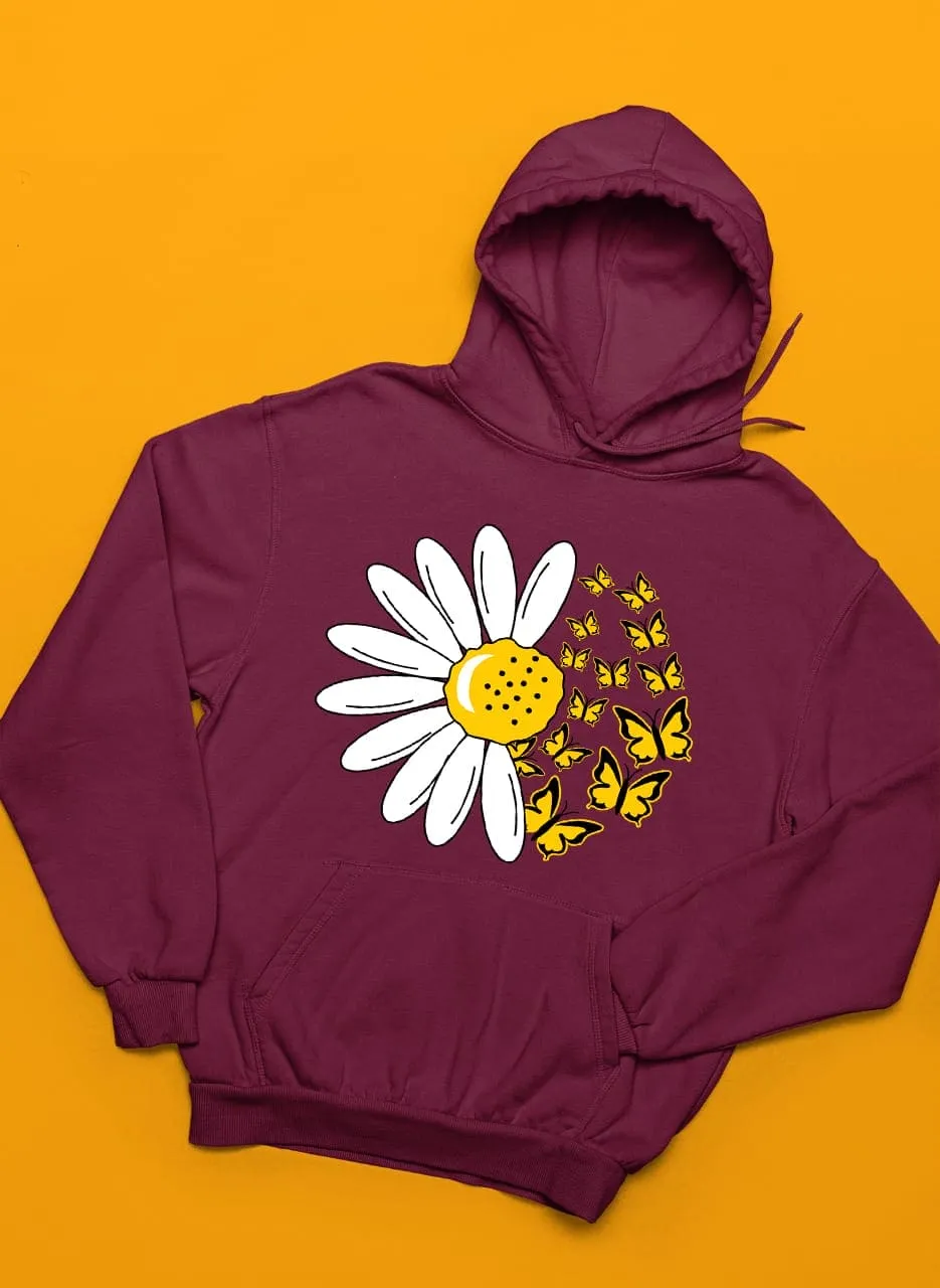 Sunflower And Butterfly Winter Warm Hoodies And Sweatshirts