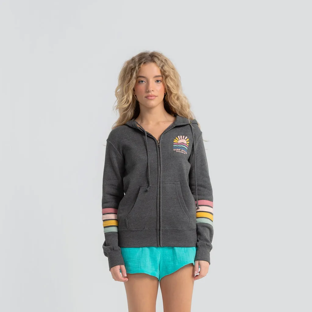 Sunshine Naamah Stripe Fleece Zip Hoodie