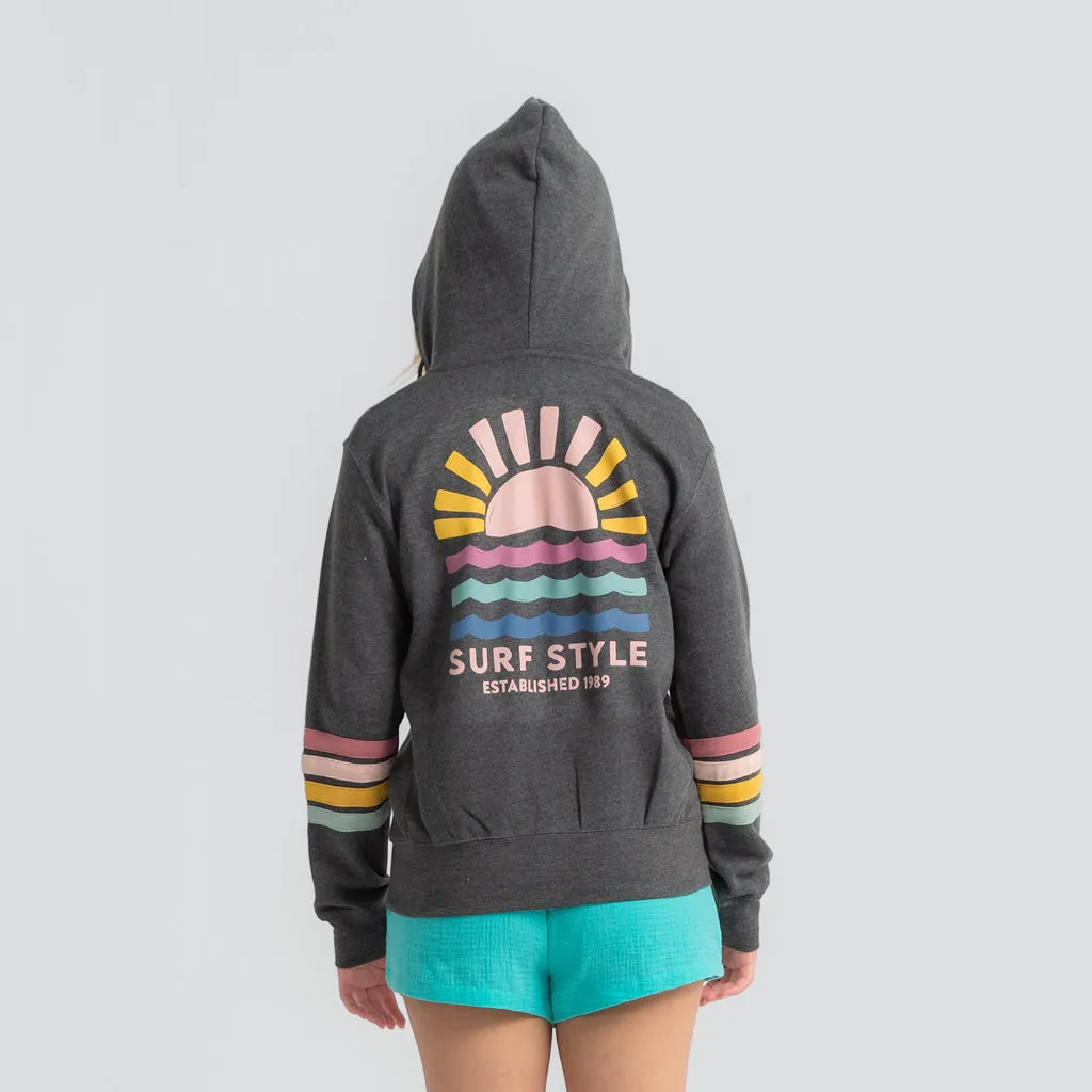 Sunshine Naamah Stripe Fleece Zip Hoodie