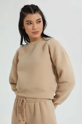 Tan Cropped Sweatshirt