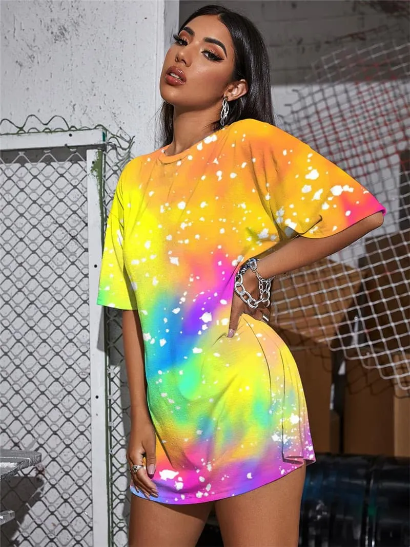 Tie Dye T-shirt Women Gradient Shirt Print Colorful Summer Harajuku Gothic