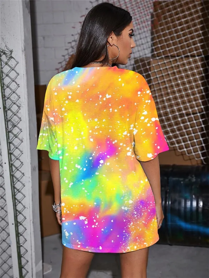 Tie Dye T-shirt Women Gradient Shirt Print Colorful Summer Harajuku Gothic