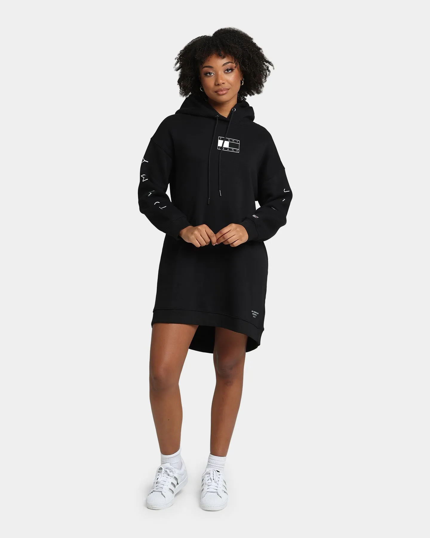 Tommy Jeans Women's Metallic Hoodie Dress Black