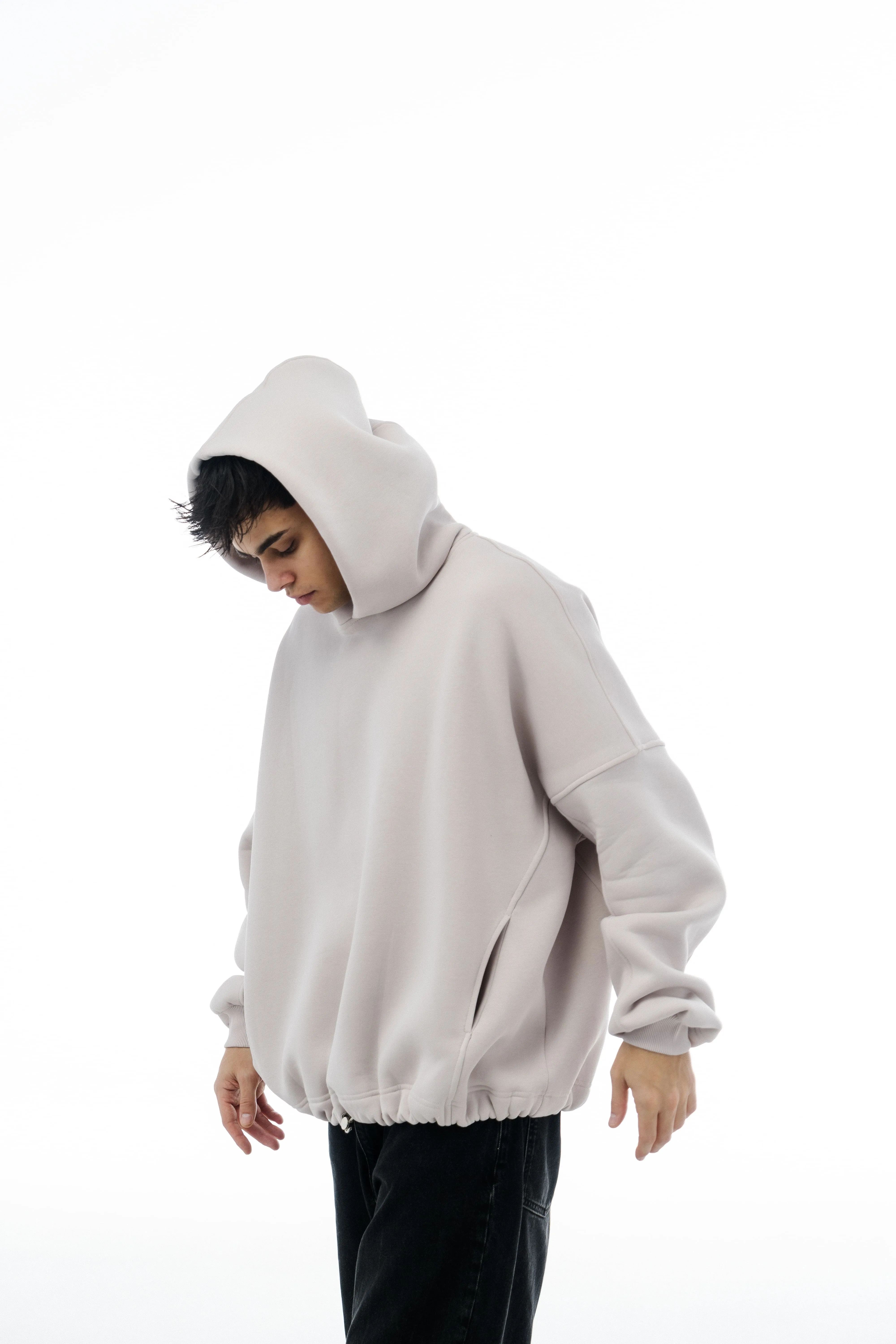 Unisex Oversized Fleece Hoodie with Exclusive Charlie Griffon Print – White Sand Color