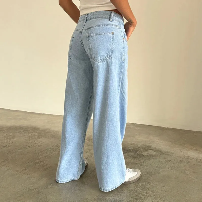 Vevesc Y2k High Rise Ripped Jeans Boyfriend Distressed Baggy Hole Flare Pants American Retro Loose Fit Bell Bottom Denim Pants Women