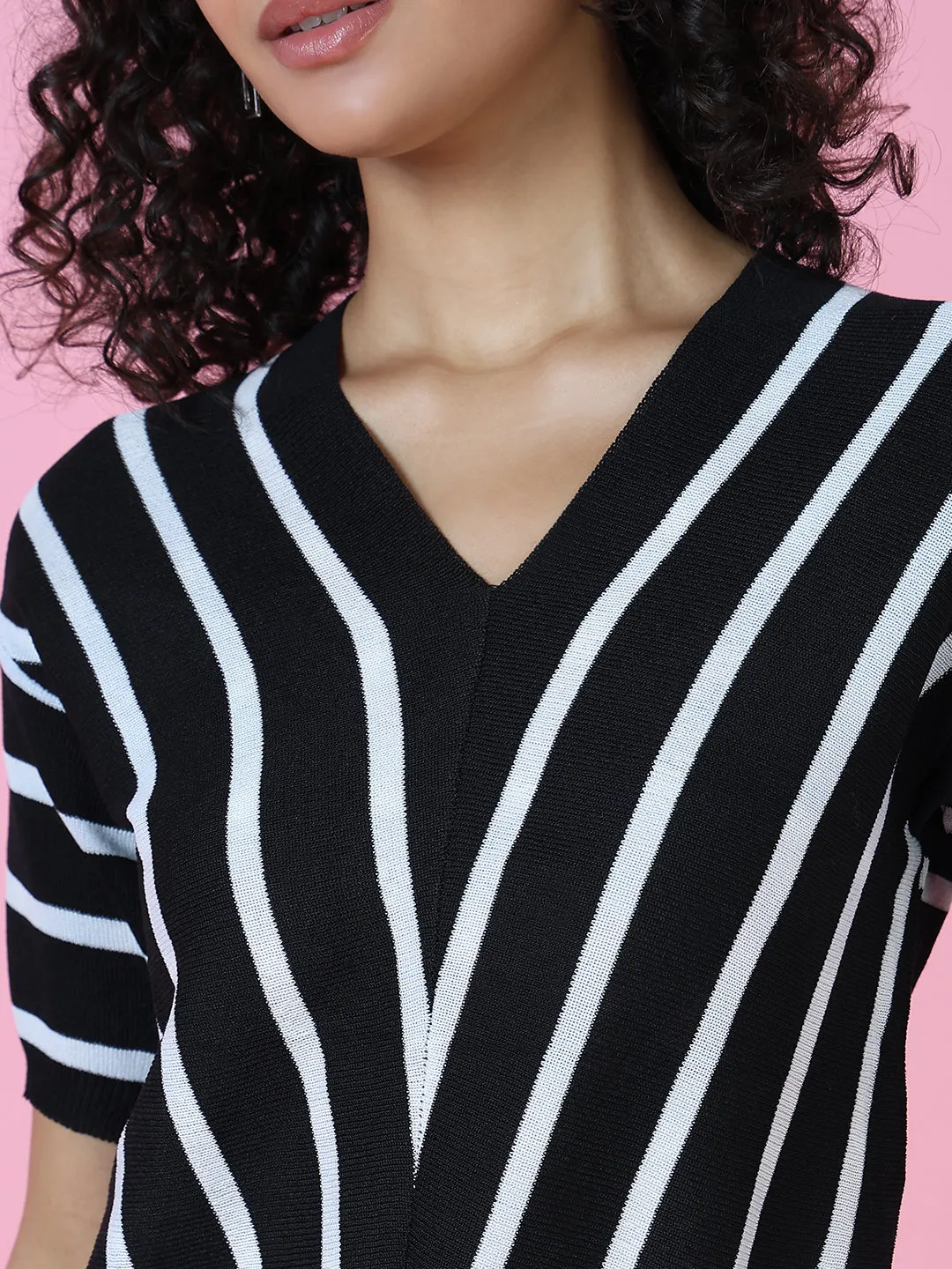 Women Black Striped Top