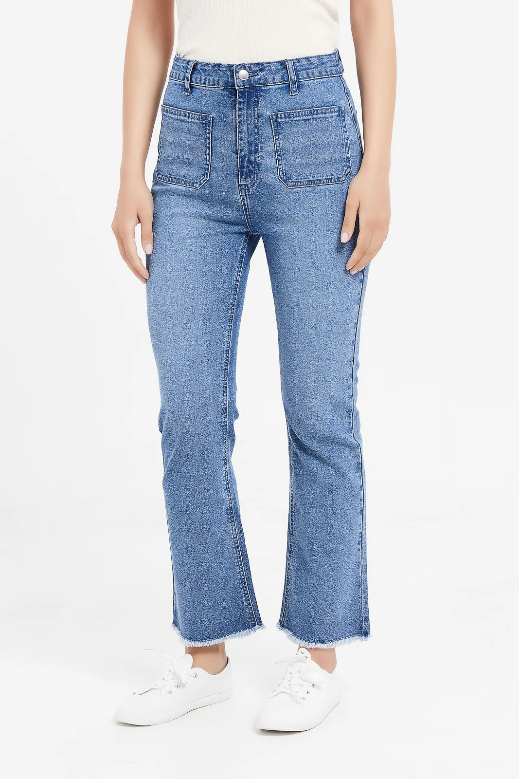 Women Blue High Waist Flare Jeans