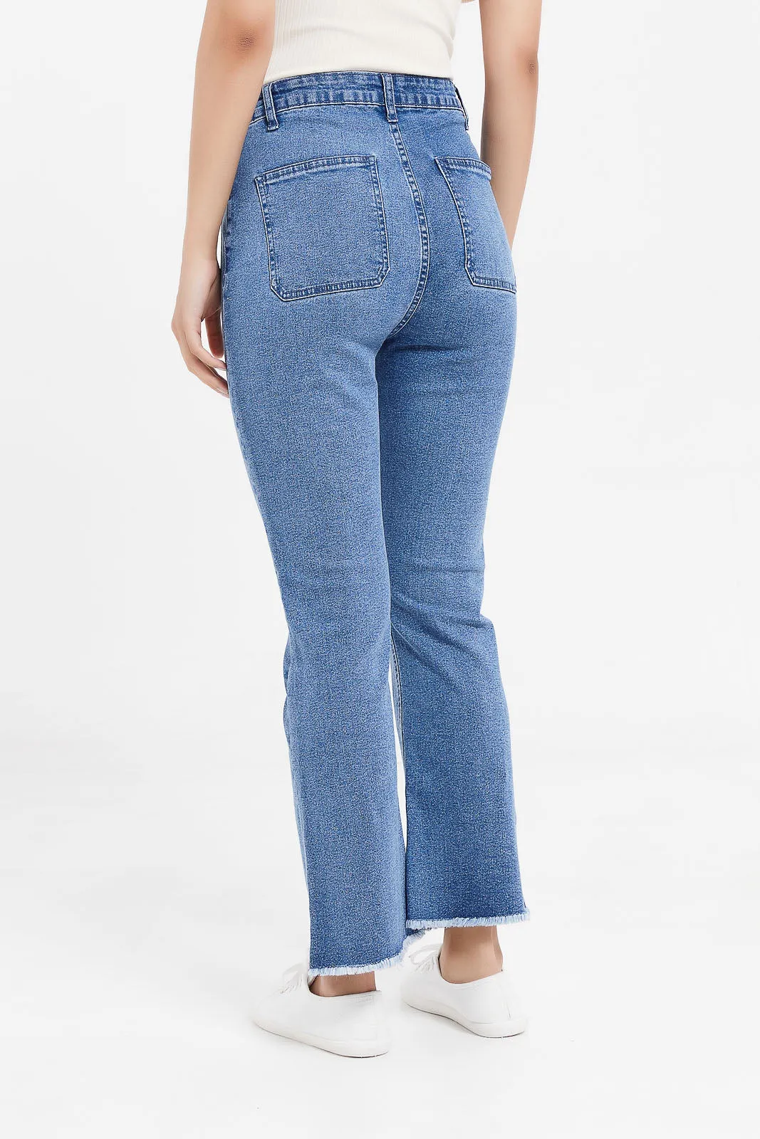 Women Blue High Waist Flare Jeans