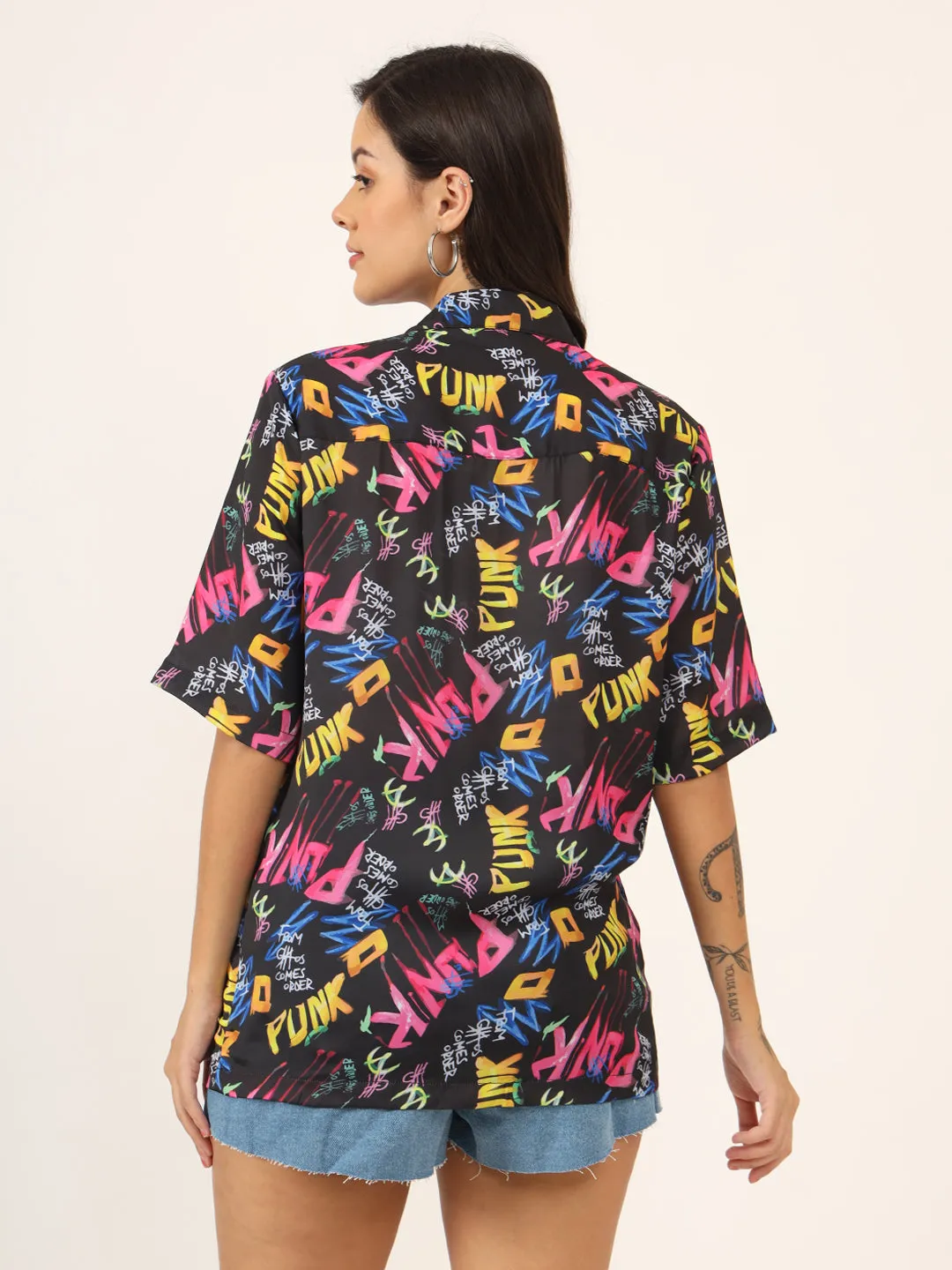 Women Classic Graphic Printed Oversize Shirt