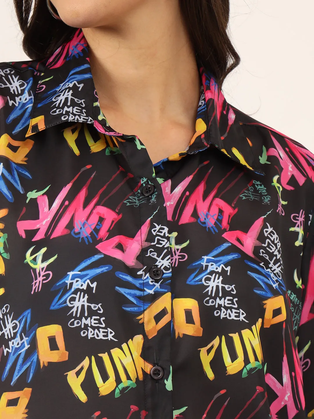 Women Classic Graphic Printed Oversize Shirt