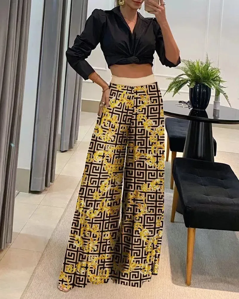 Women Elegant Printed Palazzo Trousers