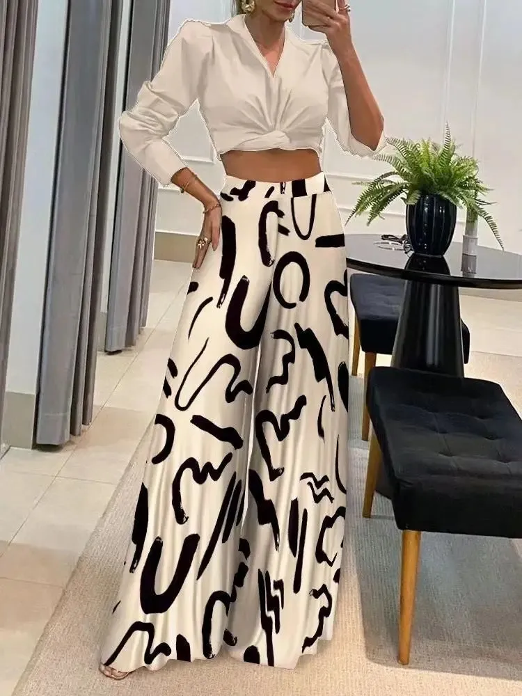 Women Elegant Printed Palazzo Trousers