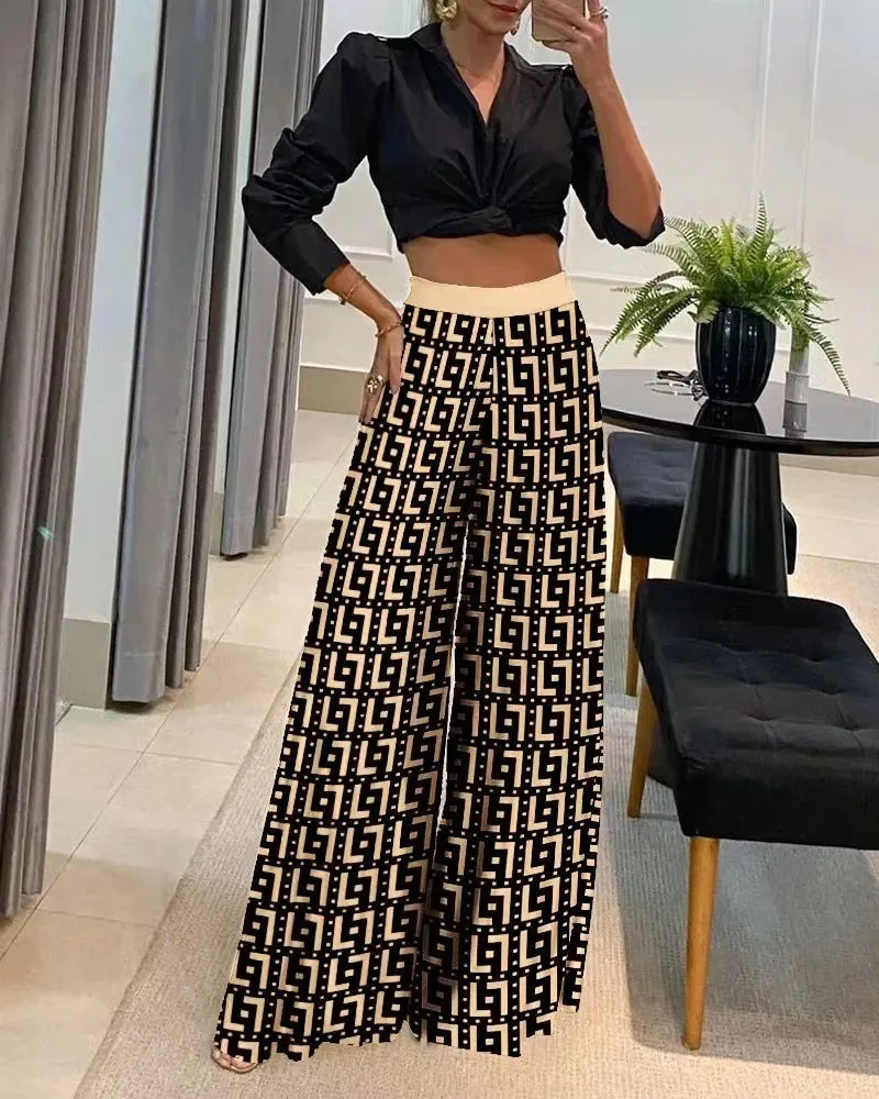 Women Elegant Printed Palazzo Trousers