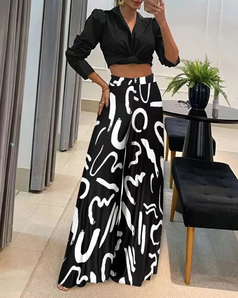 Women Elegant Printed Palazzo Trousers