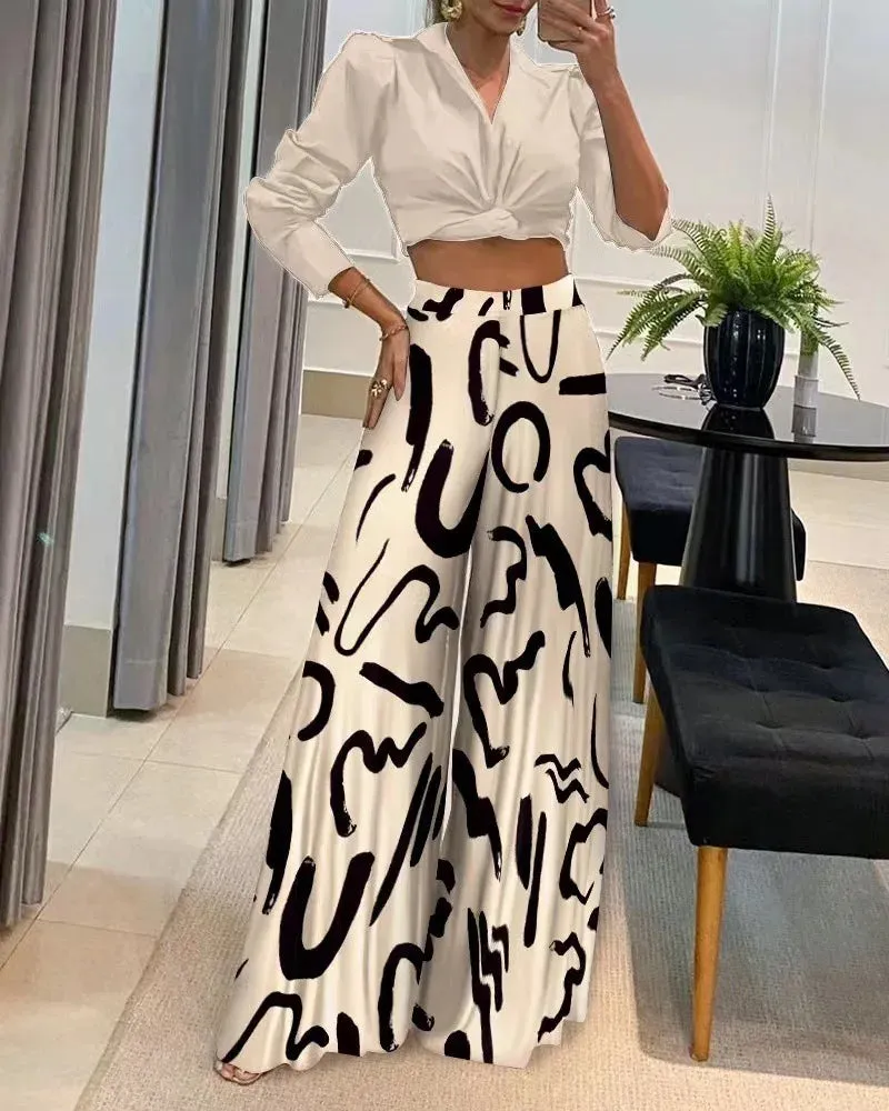 Women Elegant Printed Palazzo Trousers