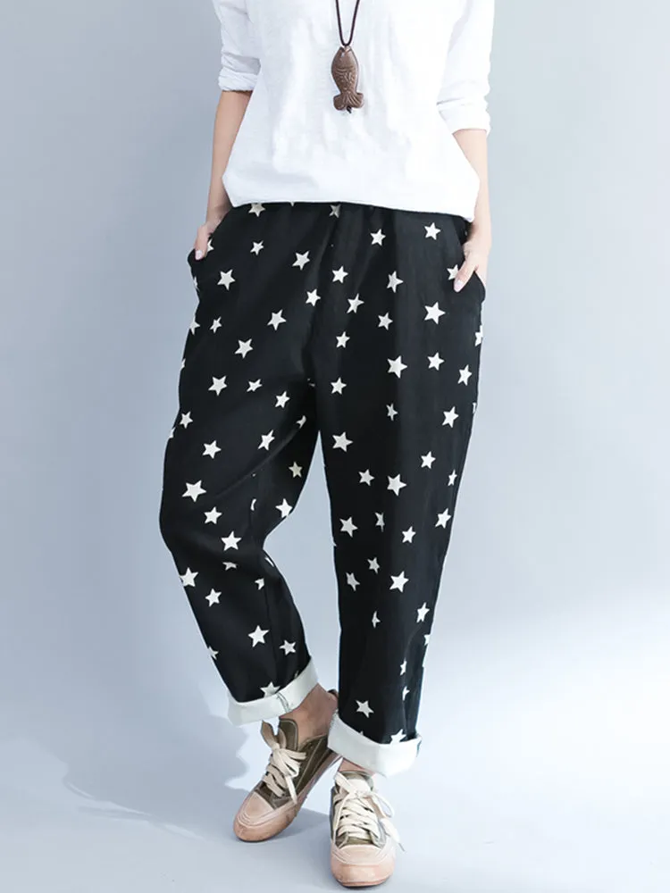 Women Printed Loose High Waist Harem Pants