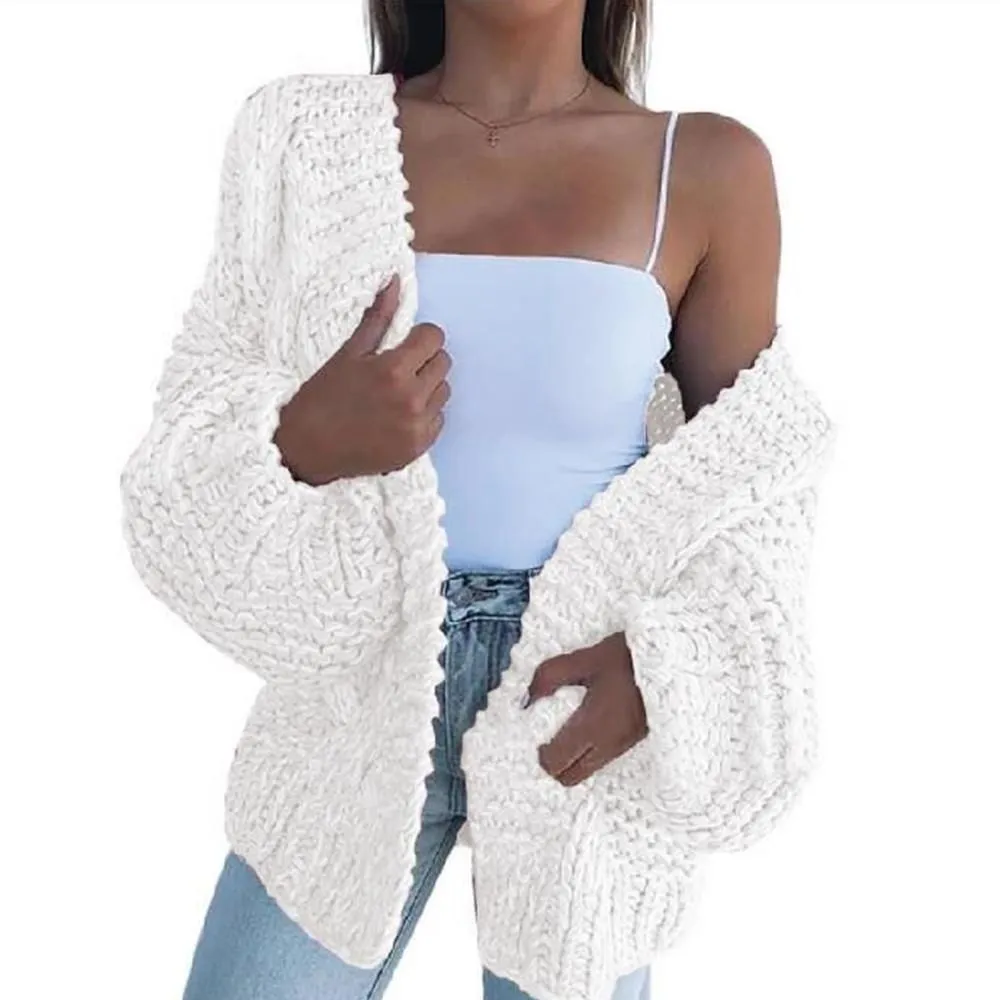 Women's batwing sleeve knitted cardigan cute open front chunky cardigan sweater