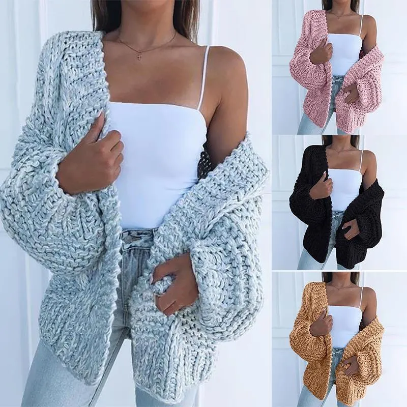 Women's batwing sleeve knitted cardigan cute open front chunky cardigan sweater