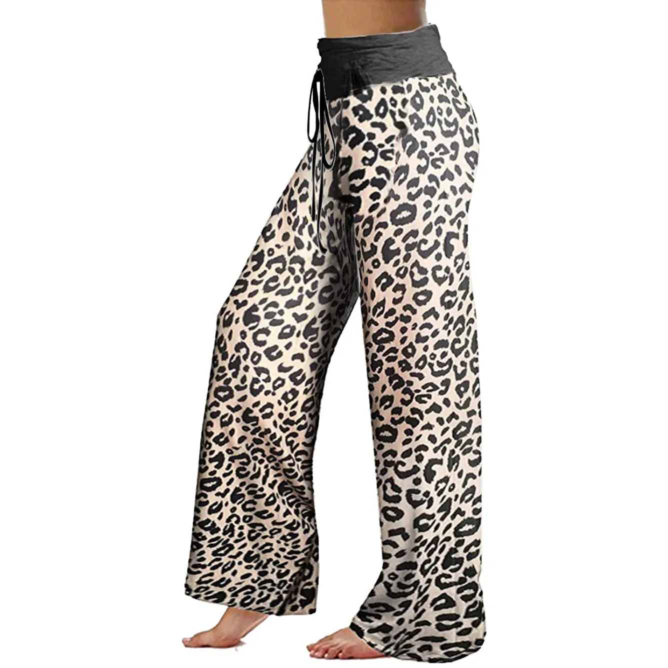 Women's Comfy Stretch Drawstring Palazzo Wide Leg Lounge Pant